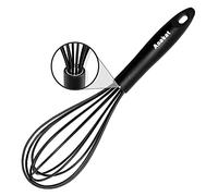 Anaeat 26cm Silicone Balloon Whisk, Perfect for Non-Stick Cookware, Milk and Egg Beater Blender, Heat Resistant Kitchen Whisks for Whisking, Cooking, Baking, Beating, Frothing & Stirring (Black)