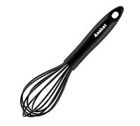 Anaeat 8.5" Silicone Balloon Whisk, Perfect for Non-Stick Cookware, Milk and Egg Beater Blender, Heat Resistant Kitchen Whisks for Whisking, Cooking, Baking, Beating, Frothing & Stirring (Black)