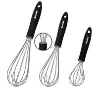 Anaeat Balloon Whisk Set of 3, Milk and Egg Beater Blender with Thick Stainless Steel Wire & Strong Handles, Heat Resistant Kitchen Whisks for Whisking, Cooking, Baking, Beating, Frothing & Stirring