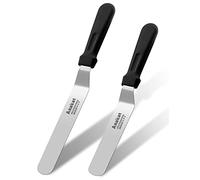 Anaeat Icing Spatulas, Set of 2 Professional Cake Angled Offset Spatula with 15cm, 20cm Stainless Steel Blade - Thickened Frosting Knife with Durable Plastic Handle for Cake Decorating Pastry & Baking