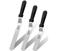 Anaeat Icing Spatulas, Set of 3 Professional Cake Angled Offset Spatula with 15cm, 20cm, 25cm Stainless Steel Blade - Thickened Frosting Knife with Plastic Handle for Cake Decorating, Pastry, Baking