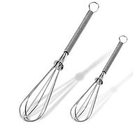 Anaeat Mini Wire Whisks, Set of 2 Portable Stainless Steel Kitchen Tiny Whisk & Egg Beater with Thick Wire - Sturdy Small Mixing Balloon for Cooking, Blending, Whiping, Beating, Stirring (13cm+18cm)
