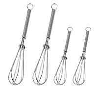 ANAEAT Mini Wire Whisks, Set of 4 Portable Stainless Steel Kitchen Tiny Whisk & Egg Beater with Thick Wire - Sturdy Small Mixing Balloon for Cooking, Blending, Whiping, Beating, Stirring (13cm+18cm)