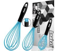 Anaeat Silicone Balloon Whisk, Perfect for Non-Stick Cookware, Milk and Egg Beater Blender, Heat Resistant Kitchen Whisks for Whisking, Cooking, Baking, Beating, Frothing & Stirring (Blue)