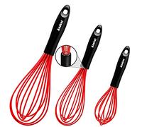 Anaeat Silicone Balloon Whisk, Perfect for Non-Stick Cookware, Milk and Egg Beater Blender, Heat Resistant Kitchen Whisks for Whisking, Cooking, Baking, Beating, Frothing & Stirring (Red)