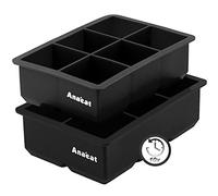 Anaeat Silicone Ice Cube Trays 2 Pack 6-Cavity, Reusable & Easy Release Large Square Ice Cube Molds for Whiskey, Bourbon, Cocktails & Baby Food - Keep Drinks Chilled, BPA Free & Flexible & Sturdy