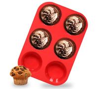 Anaeat Silicone Muffin Pan - 6 Cups Non-Stick Cupcake Molds, Food Grade Silicone Baking Tray for Making Egg Muffin, Cupcake, Quiches, Tart and Desserts, Reusable Muffin Tin Just Pop Out