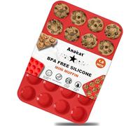 Anaeat Silicone Muffin Pan - Mini 24 Cups Cupcake Tray, Non-Stick Silicone Baking Molds for Making Muffin Cakes, Cupcake, Chocolate, Bread, Tart and Desserts, Just Pop Out
