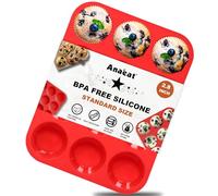 Anaeat Silicone Muffin Pan - Regular 12 Cups Cupcake Tray, Non-Stick Silicone Baking Molds for Making Muffin Cakes, Cupcake, Chocolate, Bread, Tart and Desserts, Just Pop Out