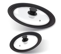 Anaeat Silicone Universal Lid for Pots, Pans and Skillets - Tempered Glass Covered with Heat Resistant Silicone Rim Fits All 6" to 11" Diameter Cookware -Easy to Use Replacement Frying Pan Cover