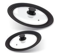 Anaeat Silicone Universal Lid for Pots, Pans and Skillets - Tempered Glass Covered with Heat Resistant Silicone Rim Fits All 7" to 12" Diameter Cookware -Easy to Use Replacement Frying Pan Cover