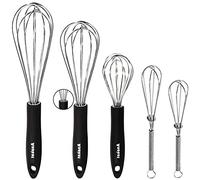Anaeat Stainless Steel Kitchen Whisk Set of 5, Milk and Egg Beater Blender with Thick Wire for Whisking, Cooking, Baking, Beating and Stirring - 5"+7" Mini Whisk and 8.5''+10.5''+12'' Balloon Whisks