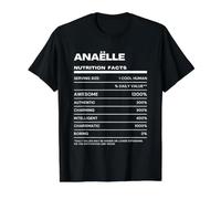 Anaëlle Nutrition Facts Name Funny Value Graphic T-Shirt, Men, Black, S