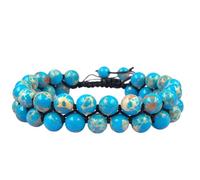 Anagha Jewels AAA " Blue Copper Turquoise " Natural Healing Power Gemstone 8mm Semi-precious Gemstone Round Beaded Gemstone Bracelet Thread Wrap Bracelet Men & Women Gift Balancing Chakra Bracelet