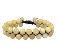 Anagha Jewels AAA " Yellow Calsite " , 8mm Semi-Precious Round Beaded Bracelet Double Layer Beads Macrame Friendship Bracelet Handmade Designer Bracelet Couple Bracelet Chakra Healing Bracelet Thread