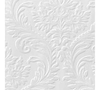 Anaglypta Damask Vinyl Textured Wallpaper in White Anaglypta White