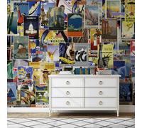 Anaglypta Vintage Travel Poster Mural - 384X260Cm - 5003-8