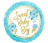Anagram 18in Baby Boy Floral Foil Balloon