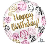Anagram 3962601 Standard Foil Balloon 1 Each Happy Birthday Gems