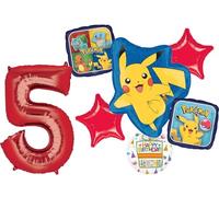 Anagram 5th Birthday Party Supplies 7pc Pikachu Foil Balloon Bouquet Decorations