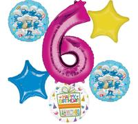 Anagram 6th Birthday Party Supplies Girl Smurf's Theme Balloon Bouquet Decorations