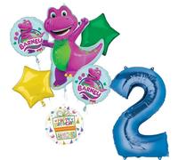 Anagram Barney's 2nd Birthday Party Supplies 7pc Boy Theme Balloon Bouquet Decorations