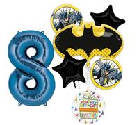 Anagram Batman 8th Birthday Party Supplies 7pc Balloon Bouquet Decorations
