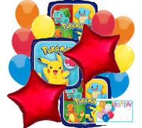 Anagram Birthday Mylar Foil Multicolor Balloon Set (14 Pcs) Premium Quality & Eye-catching Design Perfect for Pikachu Kids Parties & Entertainment Perfect for Pokemon Parties & Themed Events 48429