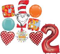Anagram Cat In The Hat Party Supplies 9pc 2nd Birthday Balloon Bouquet Decorations