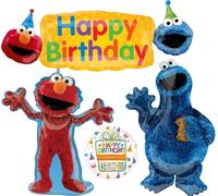 Anagram Cookie Monsters and Elmo Happy Birthday Banner Party Supplies Balloon Bouquet Decorations, BQ_4262