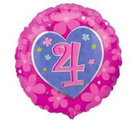 Anagram Heart 4Th Birthday Foil Balloon Pink/blue (One Size)