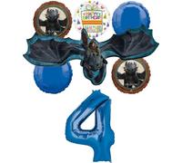 Anagram Hiccup and Toothless 4th Birthday Party Supplies 7 pc Balloon Bouquet Decorations