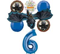 Anagram Hiccup and Toothless 6th Birthday Party Supplies 7 pc Balloon Bouquet Decorations