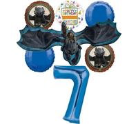 Anagram Hiccup and Toothless 7th Birthday Party Supplies 7 pc Balloon Bouquet Decorations