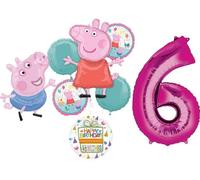 Anagram Peppa and George 6th Birthday Party Supplies Pig Foil Balloon Bouquet Decorations, BQ_4286