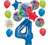 Anagram PJ Masks 4th Birthday Party Supplies Gekko Owlette Catboy Balloon Bouquet Decorations