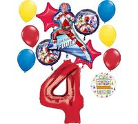 Anagram Power Rangers 4th Birthday Party Supplies 13 pc Foil Balloon Bouquet Decorations