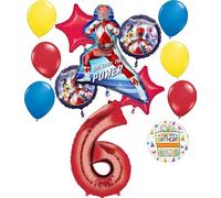 Anagram Power Rangers 6th Birthday Party Supplies 13 pc Foil Balloon Bouquet Decorations