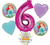 Anagram Princess Ariel 6th Birthday Party Supplies 6pc Little Mermaid Balloon Bouquet Decorations