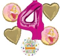 Anagram Princess Arora 4th Birthday Party Supplies 6pc Sleeping Beauty Balloon Bouquet Decorations