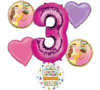 Anagram Princess Belle 3rd Birthday Party Supplies 6pc Beauty and the Beast Balloon Bouquet Decorations