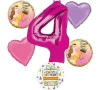 Anagram Princess Belle 4th Birthday Party Supplies 6pc Beauty and the Beast Balloon Bouquet Decorations