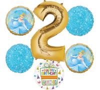 Anagram Princess Cinderella 2nd Birthday Party Supplies 6pc Balloon Bouquet Decorations