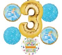 Anagram Princess Cinderella 3rd Birthday Party Supplies 6pc Balloon Bouquet Decorations