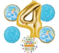 Anagram Princess Cinderella 4th Birthday Party Supplies 6pc Balloon Bouquet Decorations