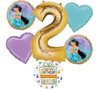 Anagram Princess Jasmine 2nd Birthday Party Supplies 6pc Aladdin Balloon Bouquet Decorations