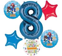 Anagram Sonic 8th Birthday Party Supplies Video Gamers Hedgehog Foil Balloon Bouquet Decorations 6pc
