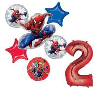 Anagram Spider-Man 2nd Birthday Party Supplies 7 pc Balloon Bouquet Decorations