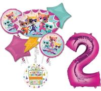 Anagram SuperKitties 2nd Birthday Party Supplies 7pc Balloon Bouquet Decorations