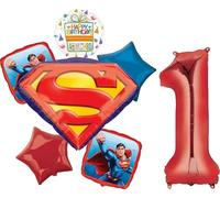 Anagram Superman 1st Birthday Party Supplies 7pc Balloon Bouquet Decorations